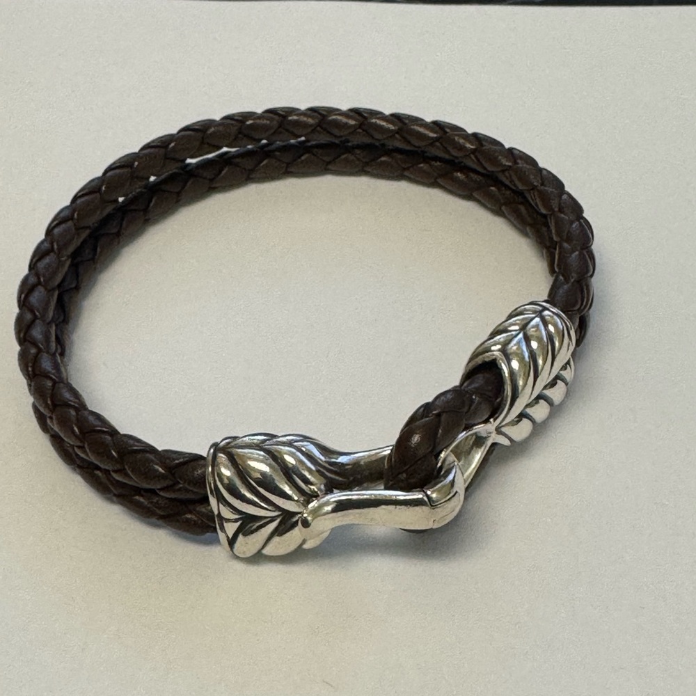 DAVID YURMAN BROWN LEATHER BRACELET W/STERLING SILVER CLASP - Picture 5 of 6